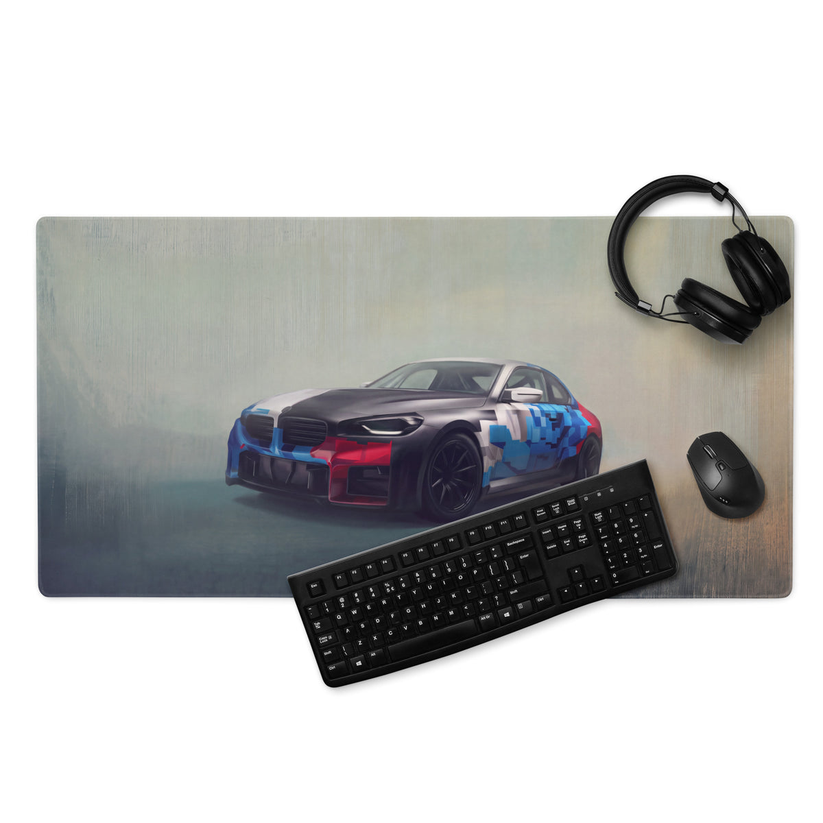 BMW M2 Inspired Motorsport Camo Livery Desk Pad – Ultra-Glide Stitched Edge Gaming Mouse Mat