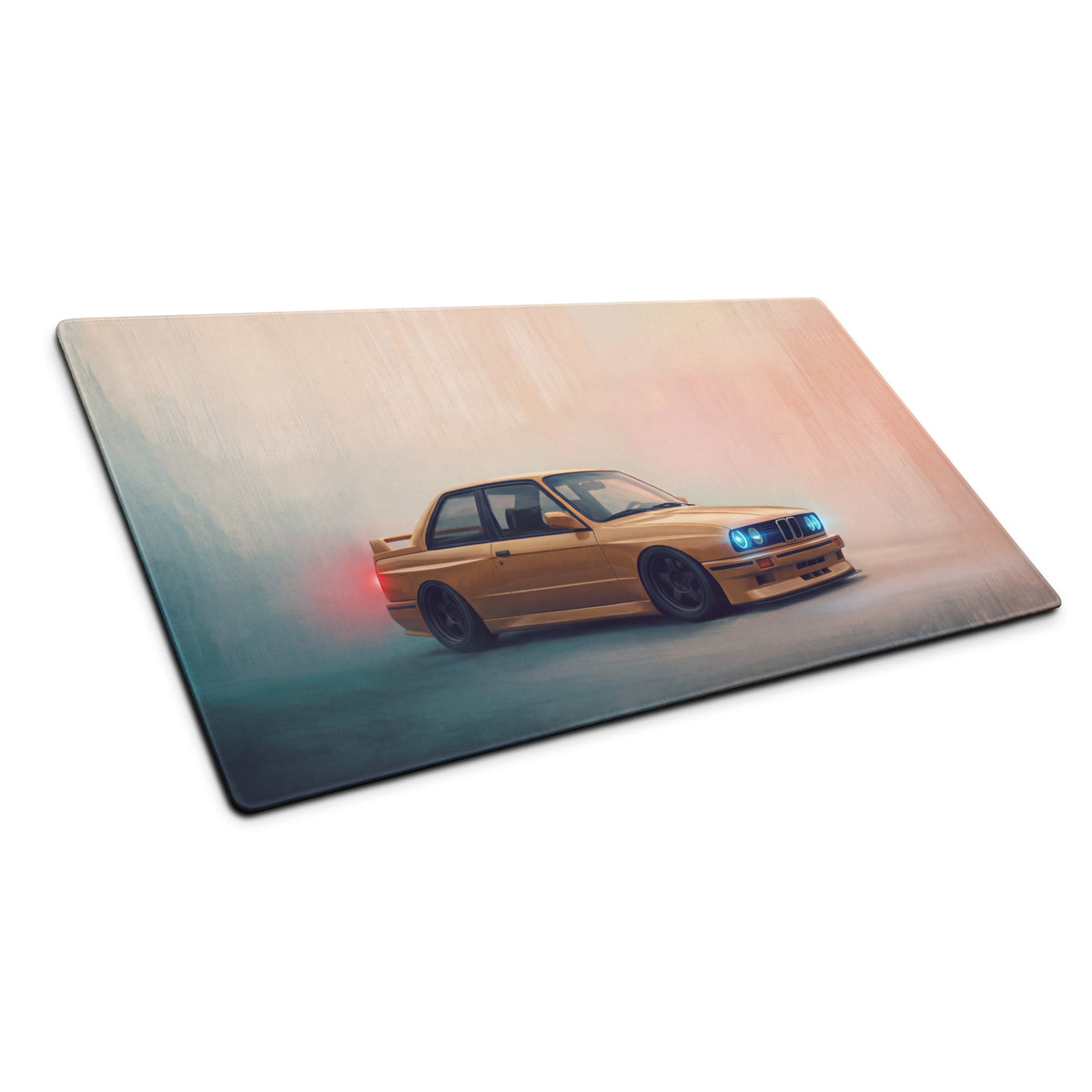 BMW M3 Inspired Dakar Yellow E30 Profile Desk Mat – Low-Friction Cloth Setup Mousepad