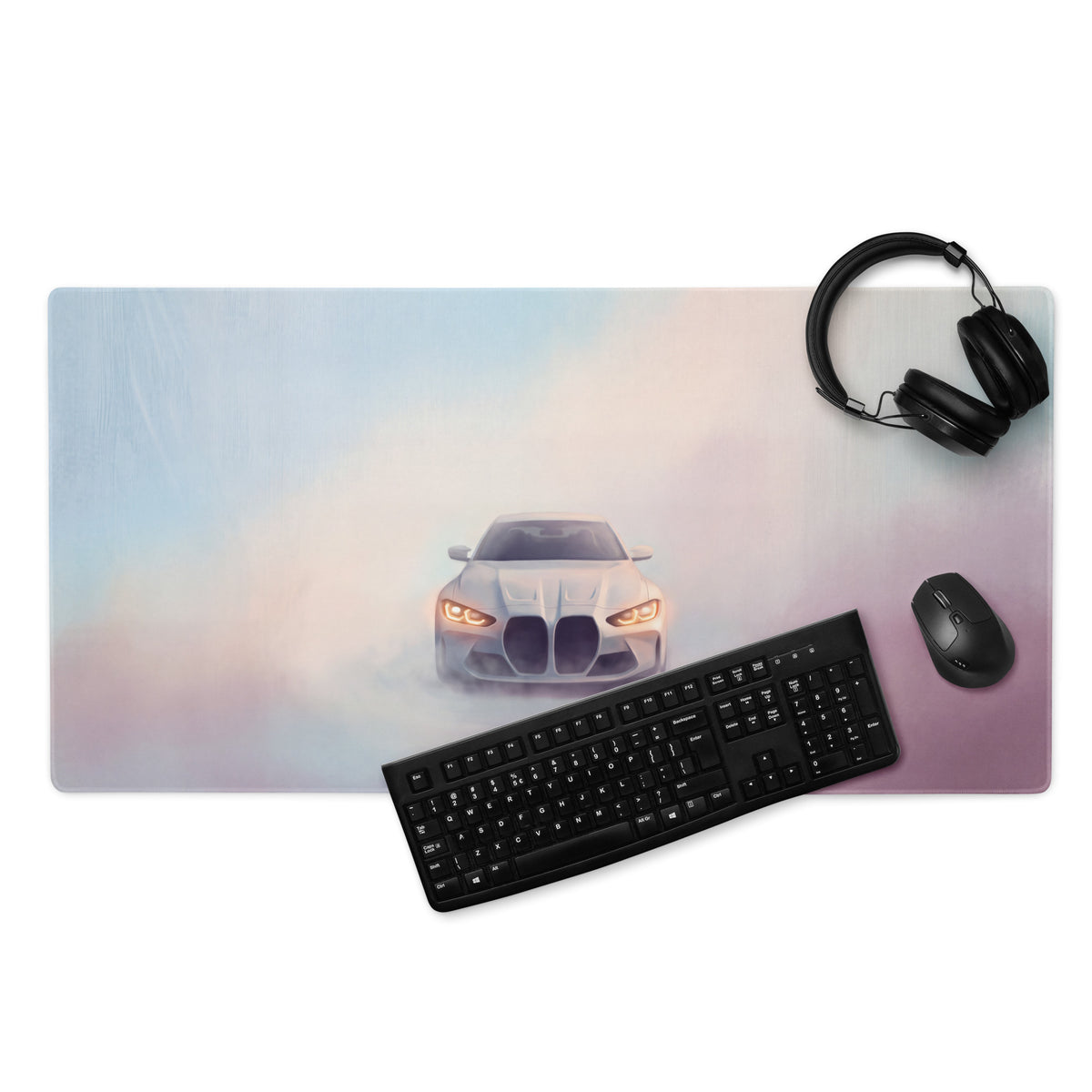 BMW M4 Inspired Alpine White G82 Frontal Desk Pad – Extended Non-Slip PC Mouse Mat