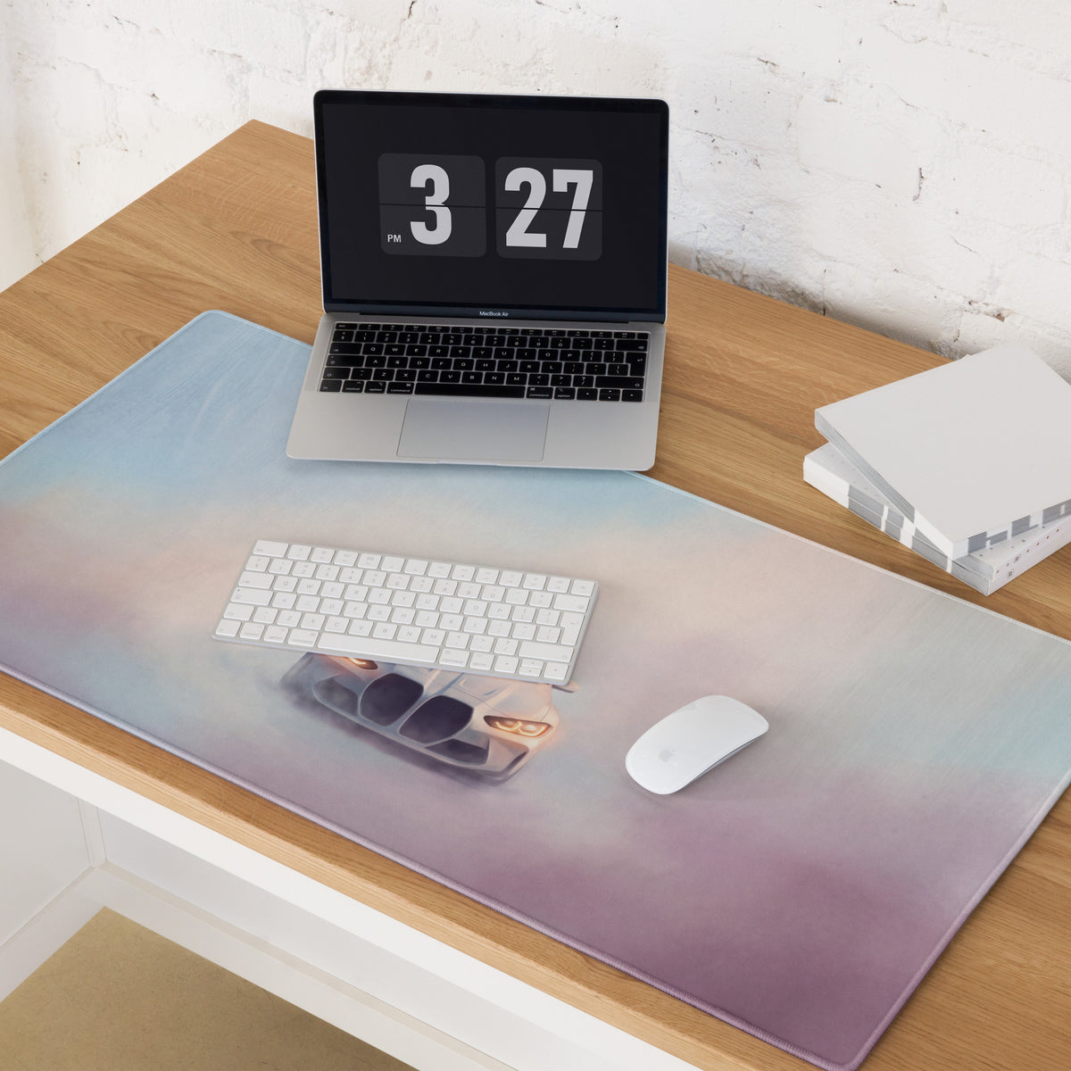 BMW M4 Inspired Alpine White G82 Frontal Desk Pad – Extended Non-Slip PC Mouse Mat
