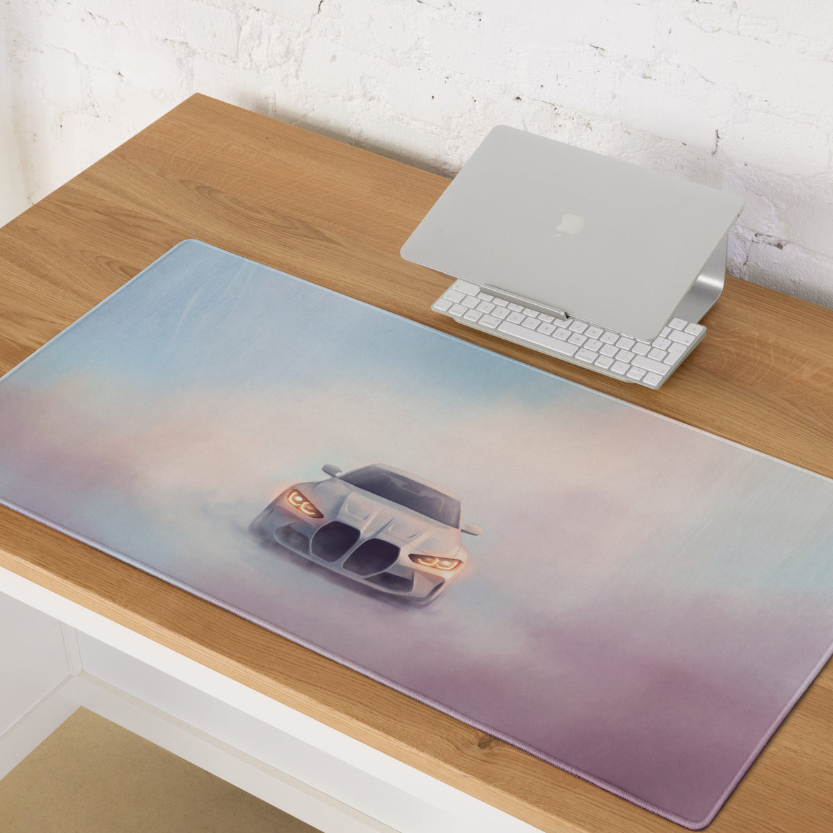 BMW M4 Inspired Alpine White G82 Frontal Desk Pad – Extended Non-Slip PC Mouse Mat