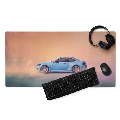 BMW M2 Inspired Zandvoort Blue Profile Desk Pad – Ultra-Glide Stitched Edge Gaming Mouse Mat
