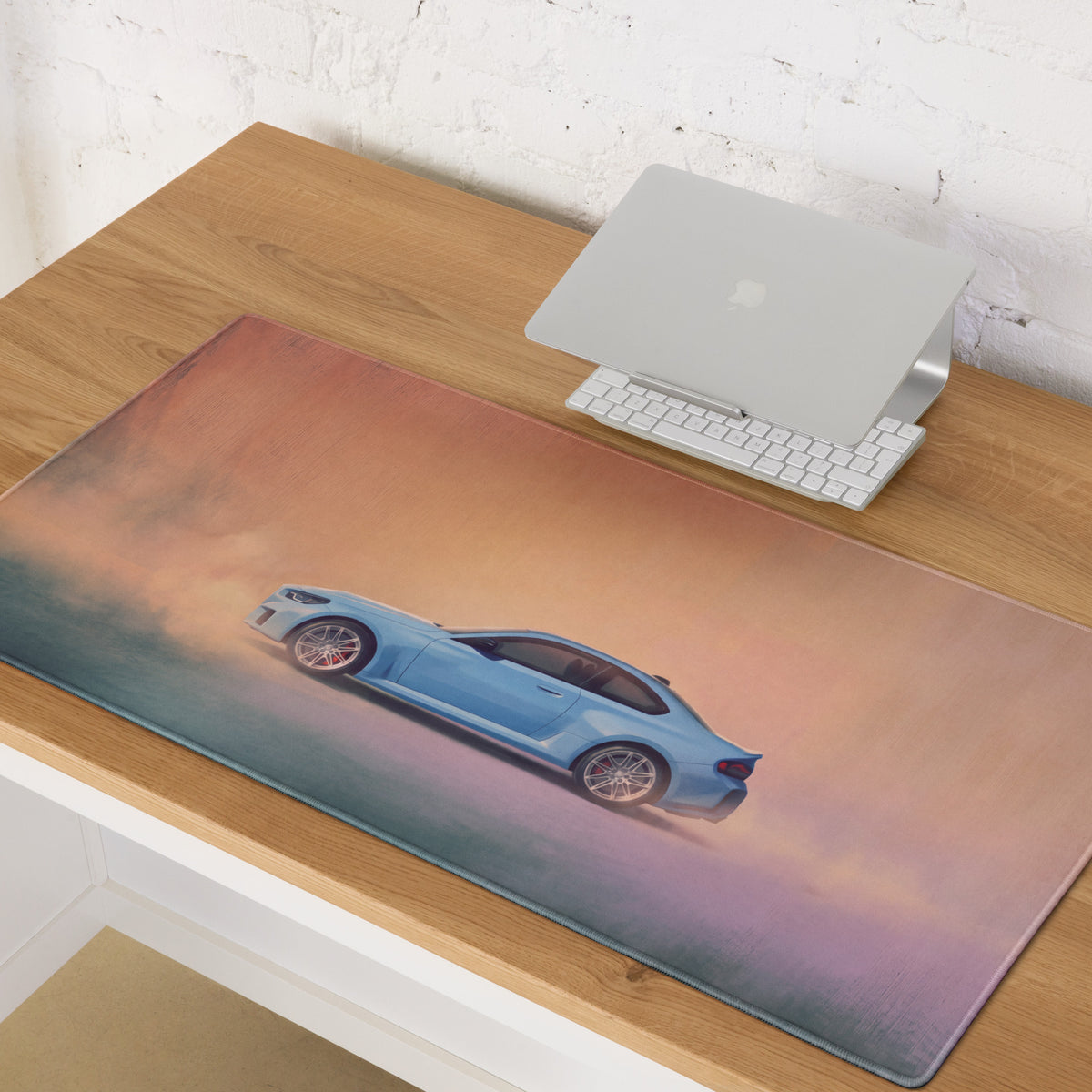 BMW M2 Inspired Zandvoort Blue Profile Desk Pad – Ultra-Glide Stitched Edge Gaming Mouse Mat