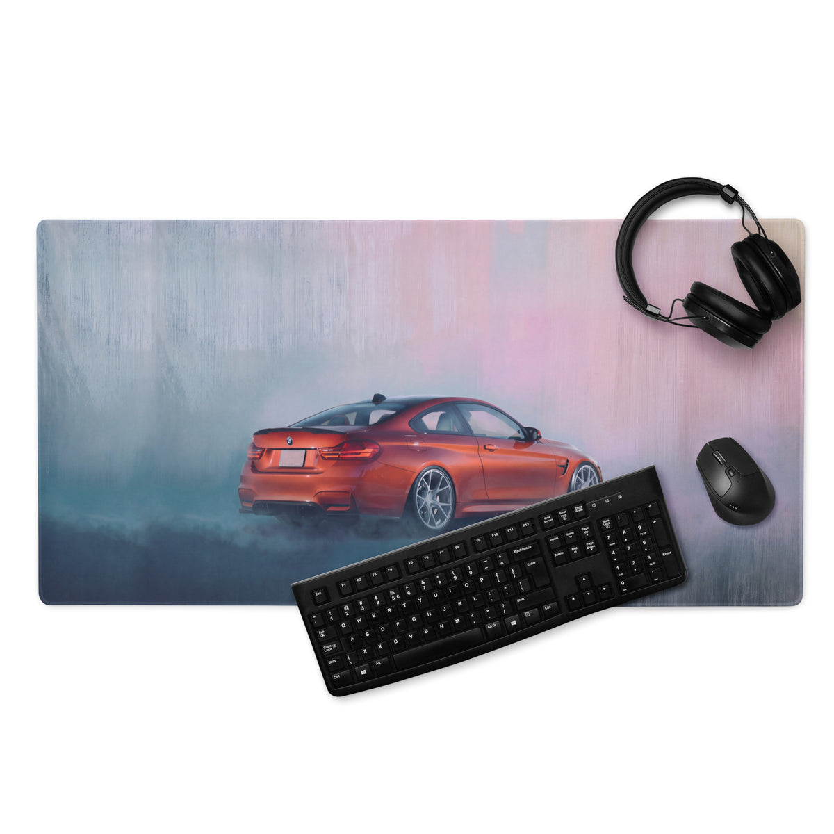 BMW M4 Inspired Sakhir Orange F82 Rear Desk Mat – Low-Friction Cloth Setup Mousepad