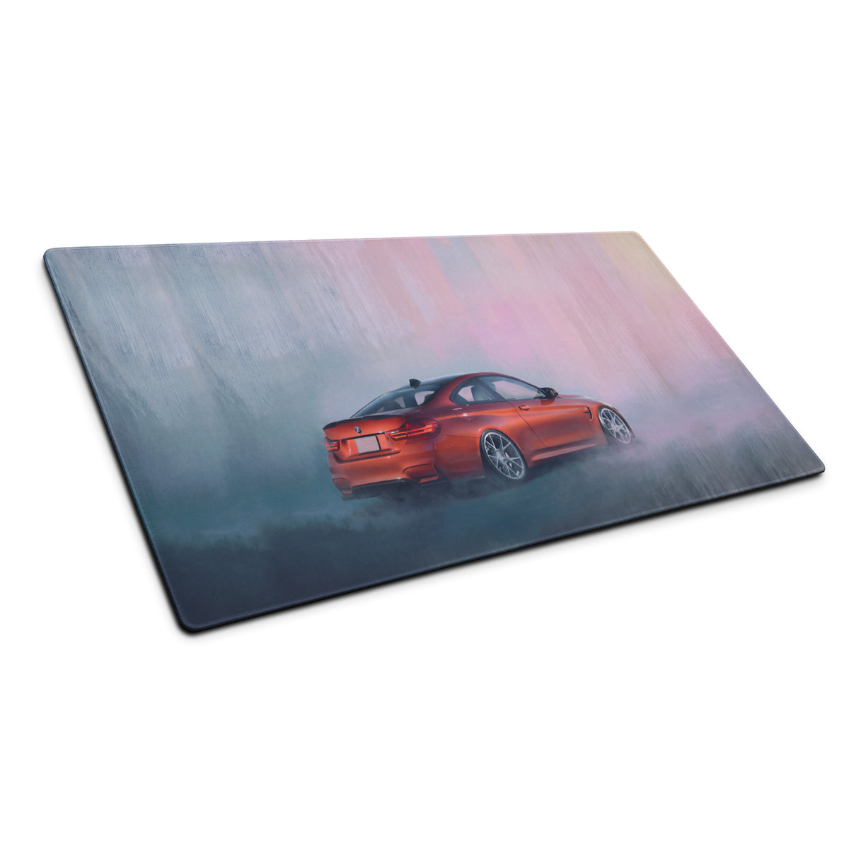 BMW M4 Inspired Sakhir Orange F82 Rear Desk Mat – Low-Friction Cloth Setup Mousepad