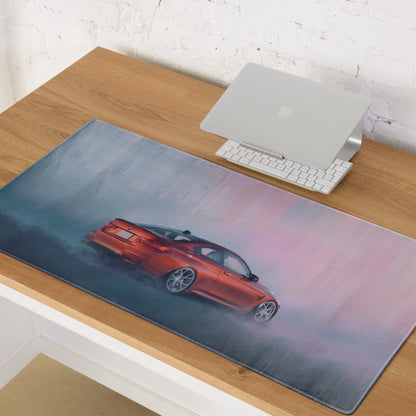 BMW M4 Inspired Sakhir Orange F82 Rear Desk Mat – Low-Friction Cloth Setup Mousepad