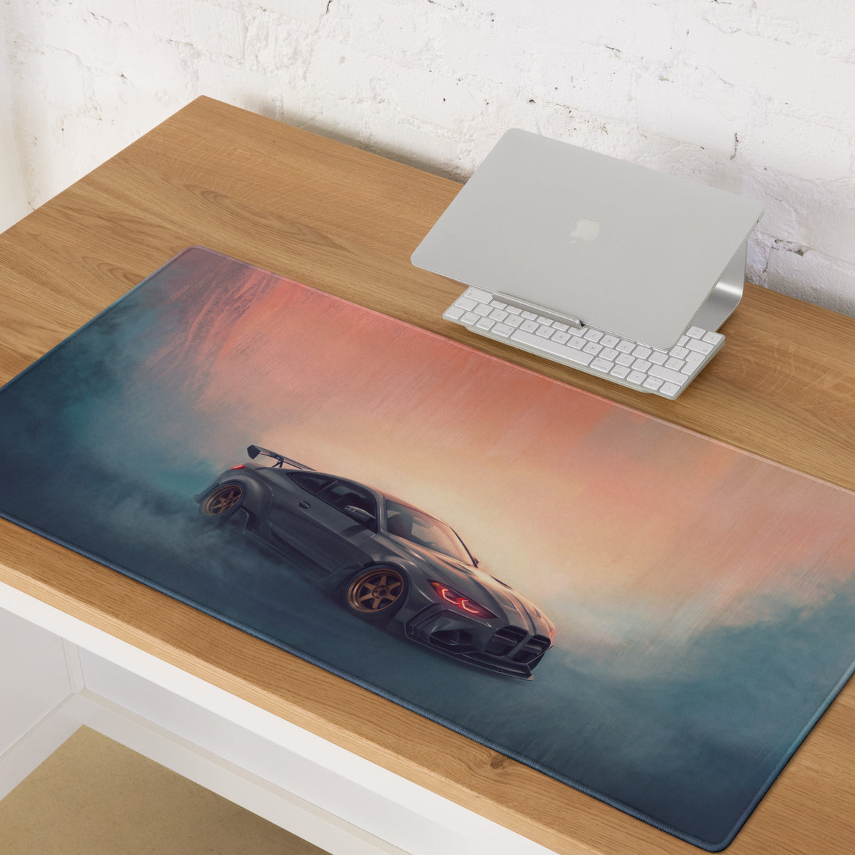 BMW M4 Inspired Dark Gray Widebody G82 GT Wing Desk Pad – Extended Non-Slip PC Mouse Mat