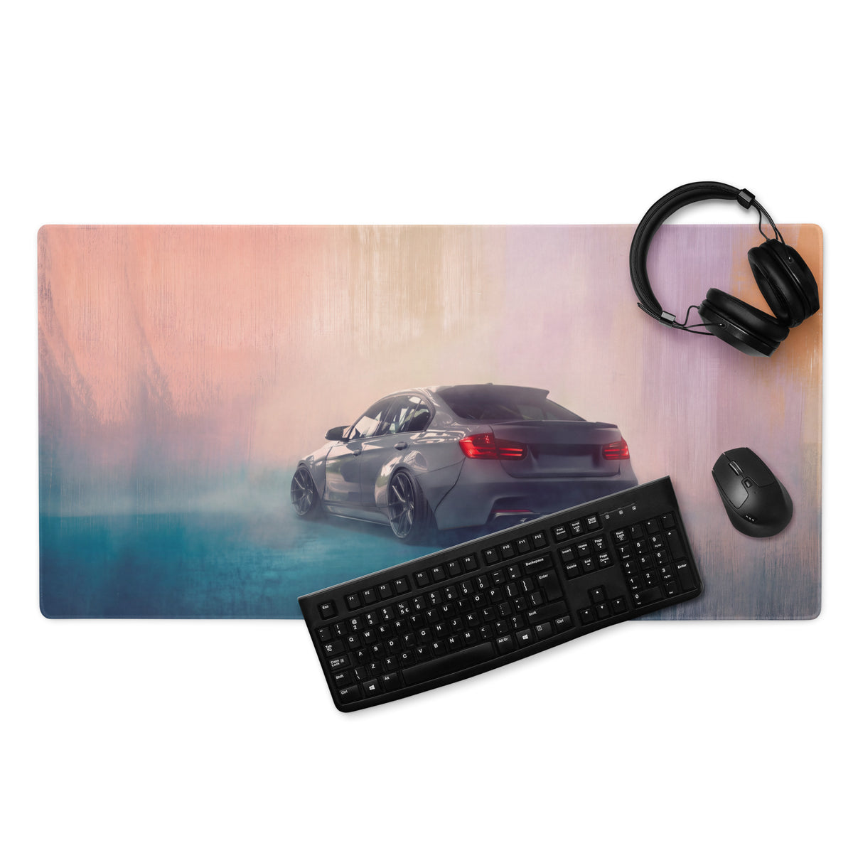 BMW M3 Inspired Mineral Gray F80 Widebody Rear Desk Mat – Low-Friction Cloth Setup Mousepad