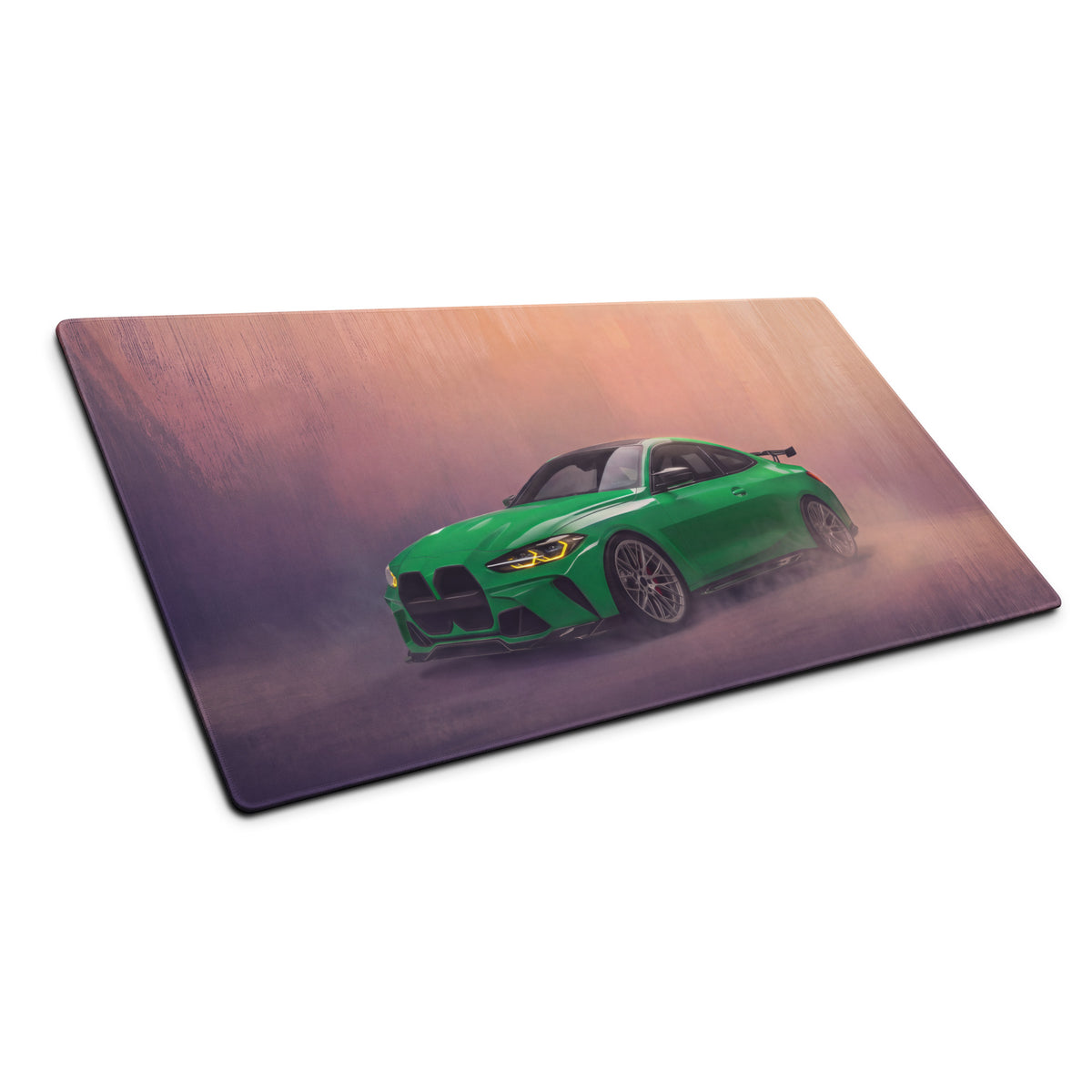 BMW M4 Inspired Isle of Man Green G82 Track Desk Pad – Ultra-Glide Stitched Edge Gaming Mouse Mat