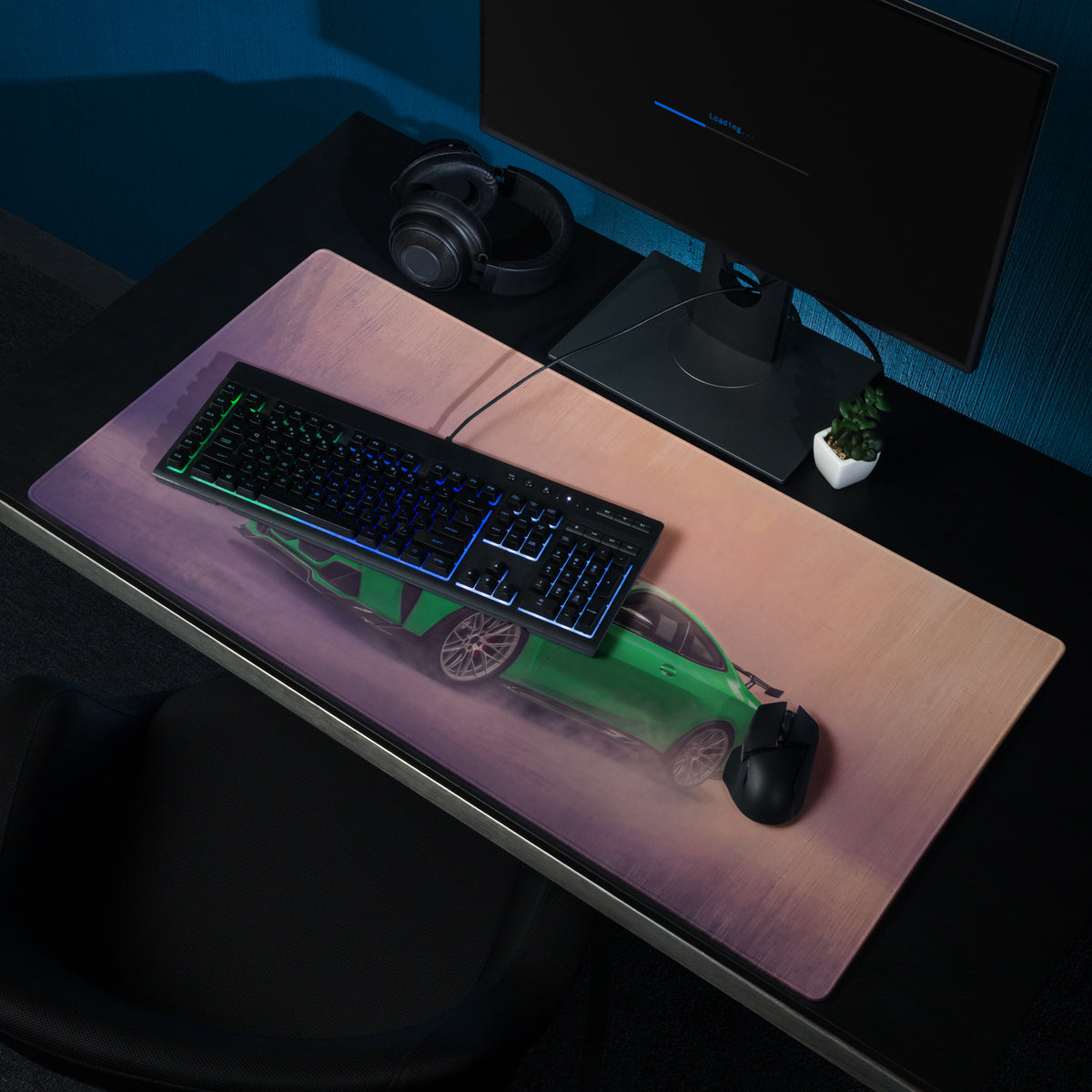 BMW M4 Inspired Isle of Man Green G82 Track Desk Pad – Ultra-Glide Stitched Edge Gaming Mouse Mat