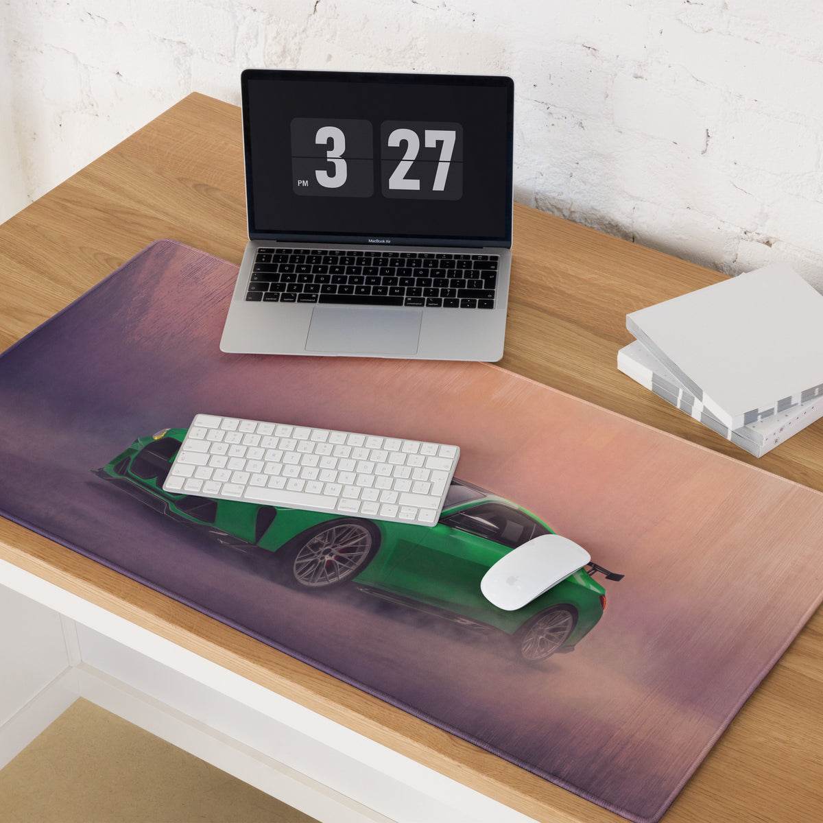 BMW M4 Inspired Isle of Man Green G82 Track Desk Pad – Ultra-Glide Stitched Edge Gaming Mouse Mat