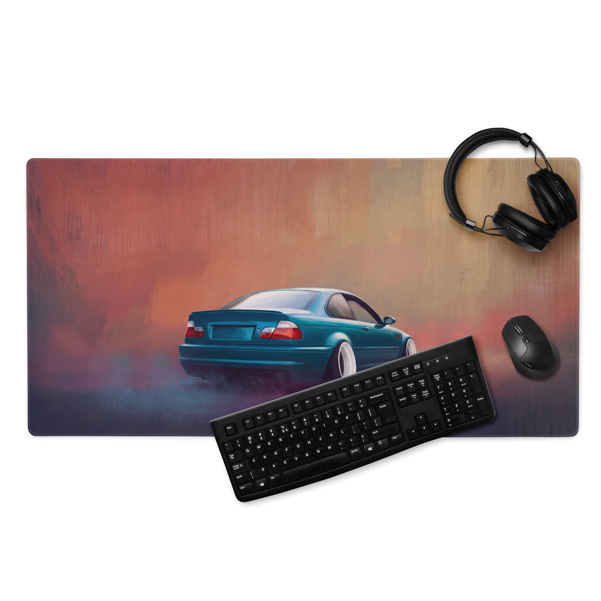 BMW M3 Inspired Laguna Seca Blue E46 Stance Desk Mat – Low-Friction Cloth Setup Mousepad