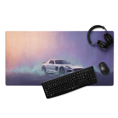 Mercedes-Benz SLS AMG Inspired Silver GT Black Series Desk Pad – Ultra-Glide Stitched Edge Gaming Mouse Mat