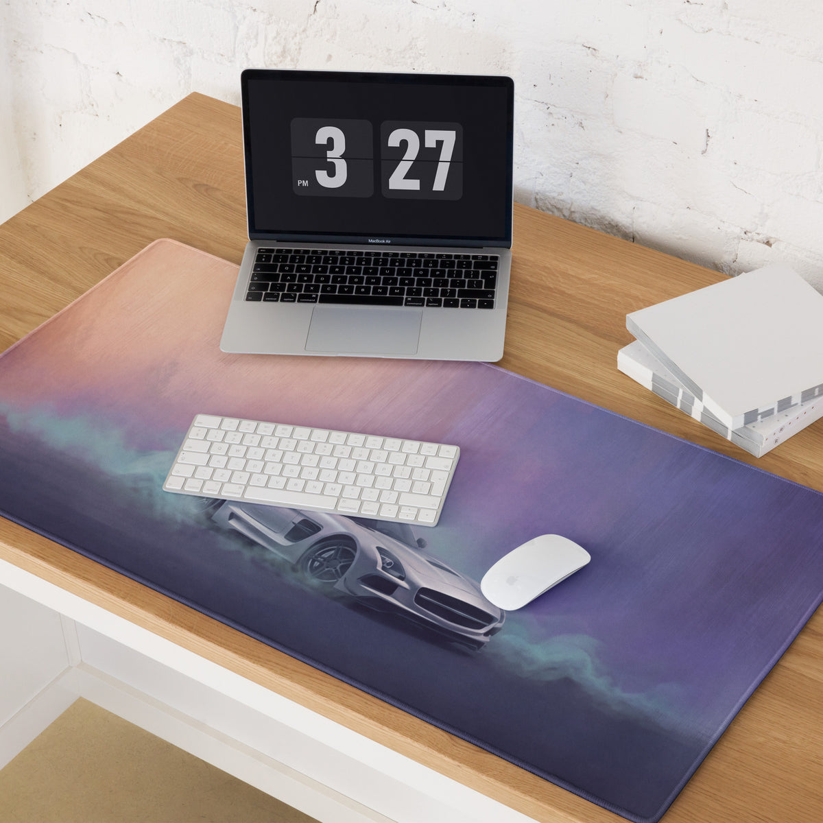 Mercedes-Benz SLS AMG Inspired Silver GT Black Series Desk Pad – Ultra-Glide Stitched Edge Gaming Mouse Mat