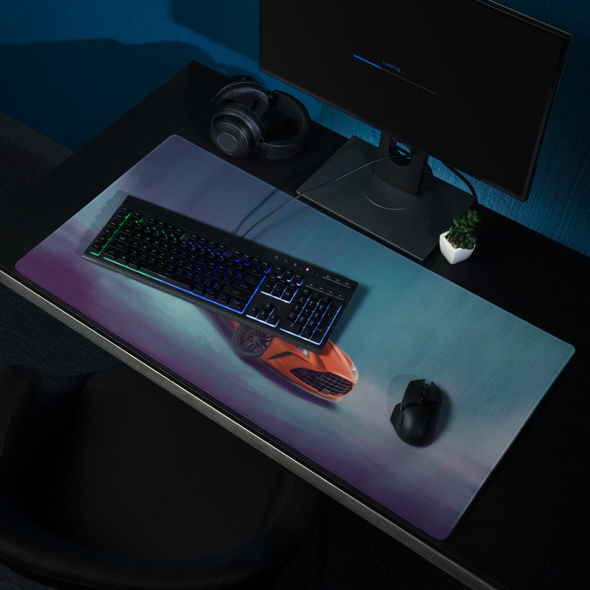 A vibrant orange aston martin vantage inspired sunset orange front desk mat with smooth surface high precision gaming mousepad