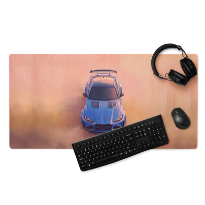 BMW M4 Inspired Marina Bay Blue GT Wing Desk Pad – Extended Non-Slip PC Mouse Mat