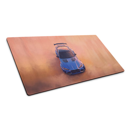 BMW M4 Inspired Marina Bay Blue GT Wing Desk Pad – Extended Non-Slip PC Mouse Mat