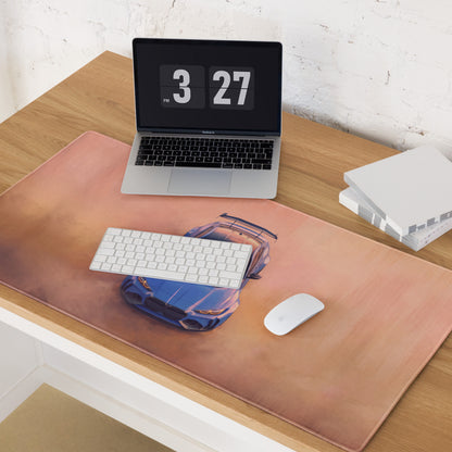 BMW M4 Inspired Marina Bay Blue GT Wing Desk Pad – Extended Non-Slip PC Mouse Mat