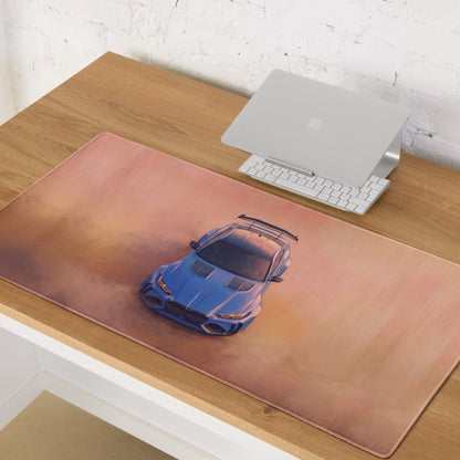 BMW M4 Inspired Marina Bay Blue GT Wing Desk Pad – Extended Non-Slip PC Mouse Mat