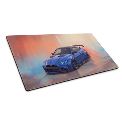 BMW M4 Inspired Portimao Blue G82 Widebody GT Wing Desk Mat – Low-Friction Cloth Setup Mousepad