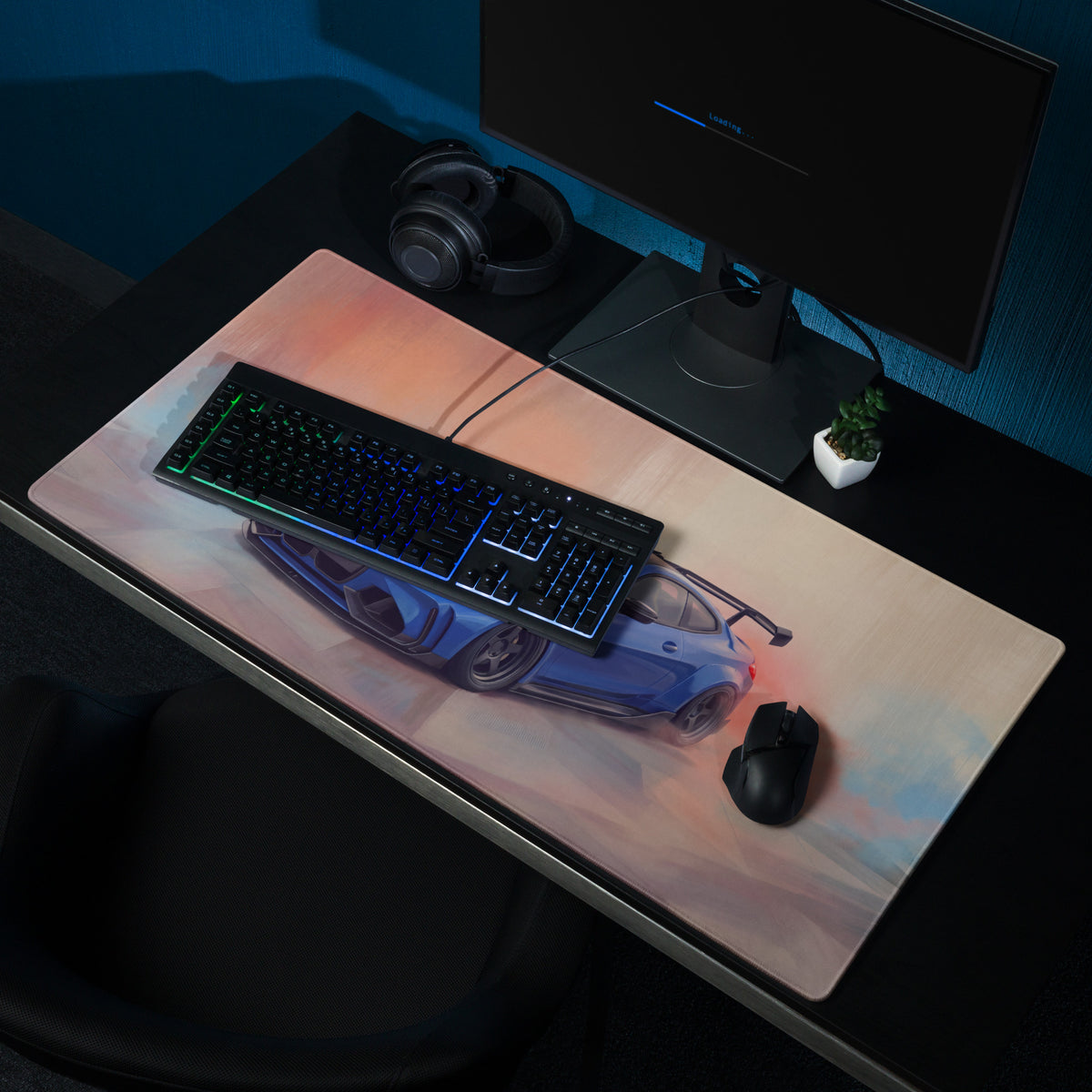 BMW M4 Inspired Portimao Blue G82 Widebody GT Wing Desk Mat – Low-Friction Cloth Setup Mousepad