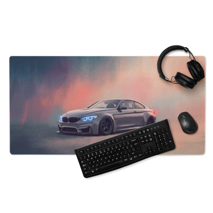 BMW M4 Inspired Mineral Gray Widebody Desk Pad – Extended Non-Slip PC Mouse Mat