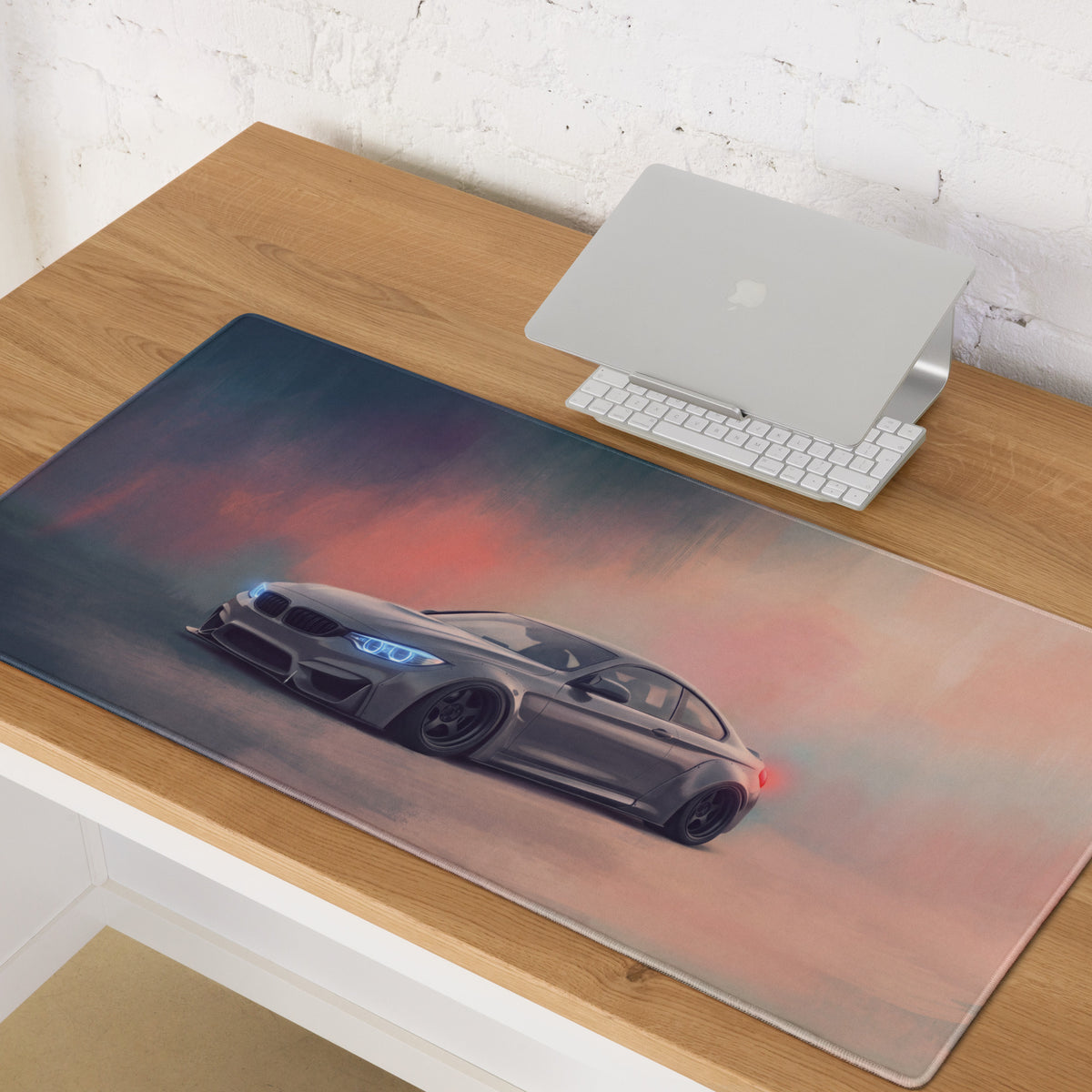 BMW M4 Inspired Mineral Gray Widebody Desk Pad – Extended Non-Slip PC Mouse Mat