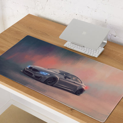 BMW M4 Inspired Mineral Gray Widebody Desk Pad – Extended Non-Slip PC Mouse Mat