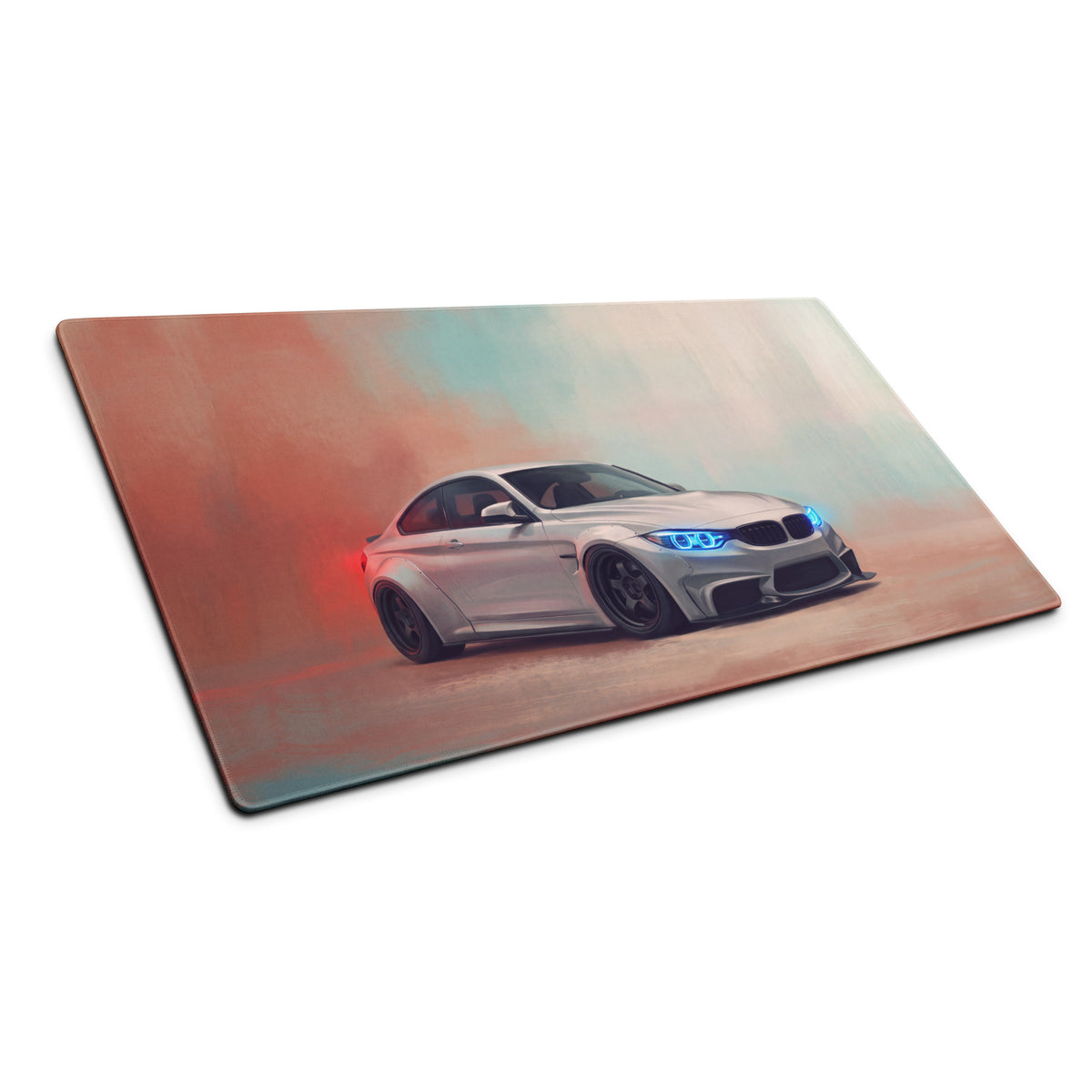 BMW M4 Inspired Alpine White Widebody Desk Pad – Ultra-Glide Stitched Edge Gaming Mouse Mat