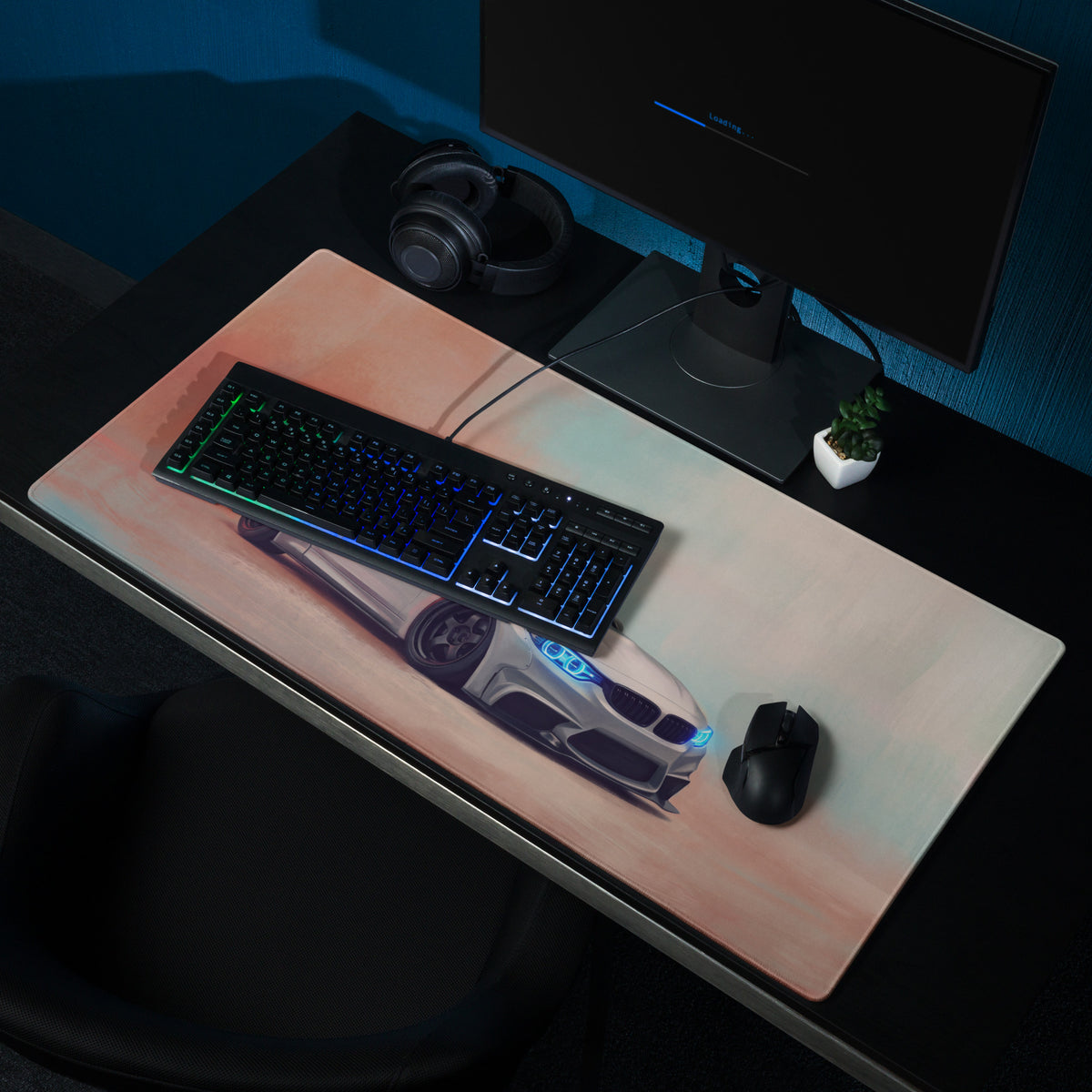 BMW M4 Inspired Alpine White Widebody Desk Pad – Ultra-Glide Stitched Edge Gaming Mouse Mat
