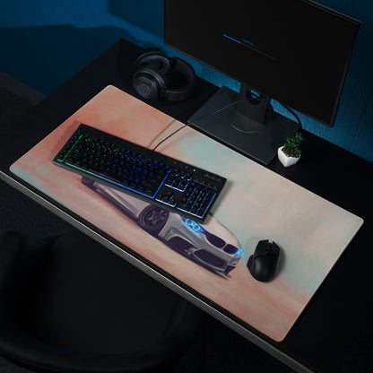 BMW M4 Inspired Alpine White Widebody Desk Pad – Ultra-Glide Stitched Edge Gaming Mouse Mat