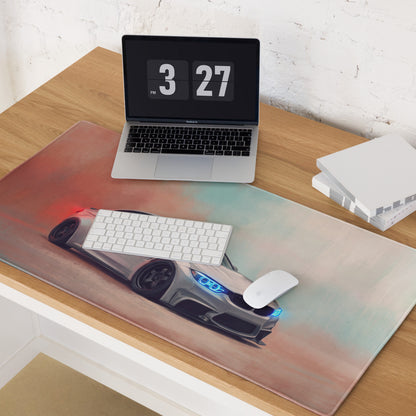 BMW M4 Inspired Alpine White Widebody Desk Pad – Ultra-Glide Stitched Edge Gaming Mouse Mat