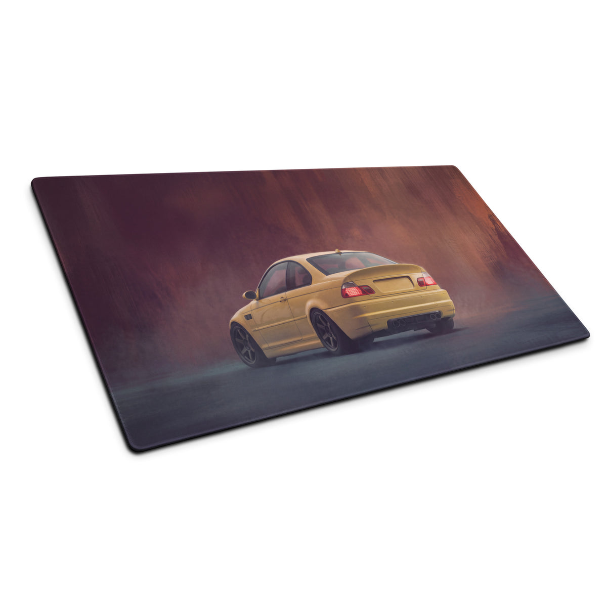 BMW M3 Inspired Dakar Yellow E46 Rear Desk Mat – Low-Friction Cloth Setup Mousepad