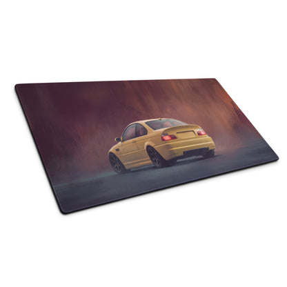 BMW M3 Inspired Dakar Yellow E46 Rear Desk Mat – Low-Friction Cloth Setup Mousepad