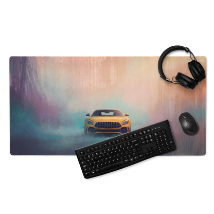 Mercedes-AMG GT Inspired Sunburst Yellow Frontal Desk Pad – Extended Non-Slip PC Mouse Mat