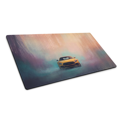 Mercedes-AMG GT Inspired Sunburst Yellow Frontal Desk Pad – Extended Non-Slip PC Mouse Mat