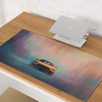 Mercedes-AMG GT Inspired Sunburst Yellow Frontal Desk Pad – Extended Non-Slip PC Mouse Mat