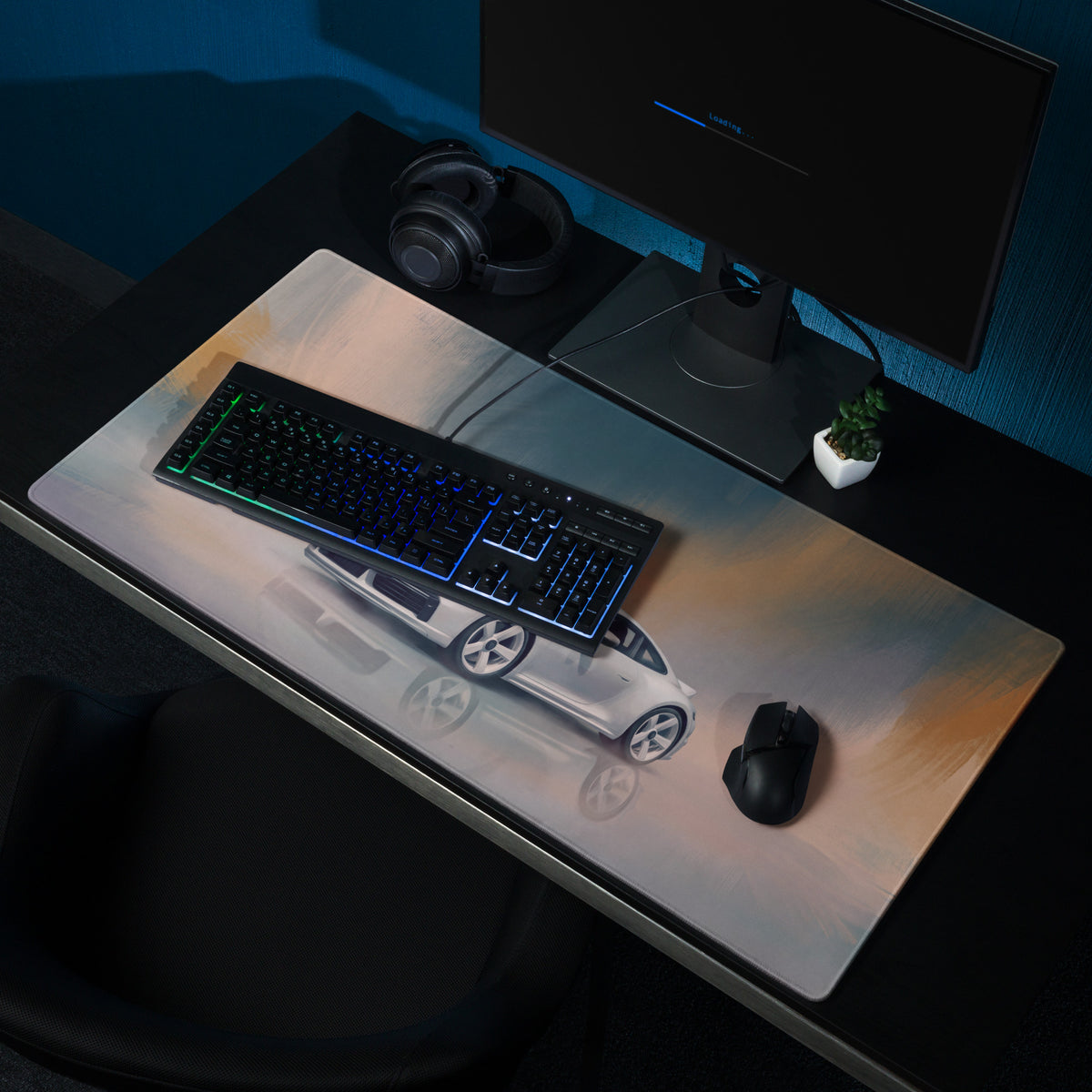 Porsche 911 Inspired Silver 992 Sport Classic Desk Mat – Low-Friction Cloth Setup Mousepad
