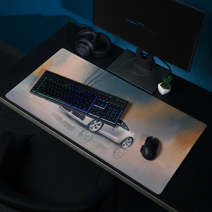 Porsche 911 Inspired Silver 992 Sport Classic Desk Mat – Low-Friction Cloth Setup Mousepad