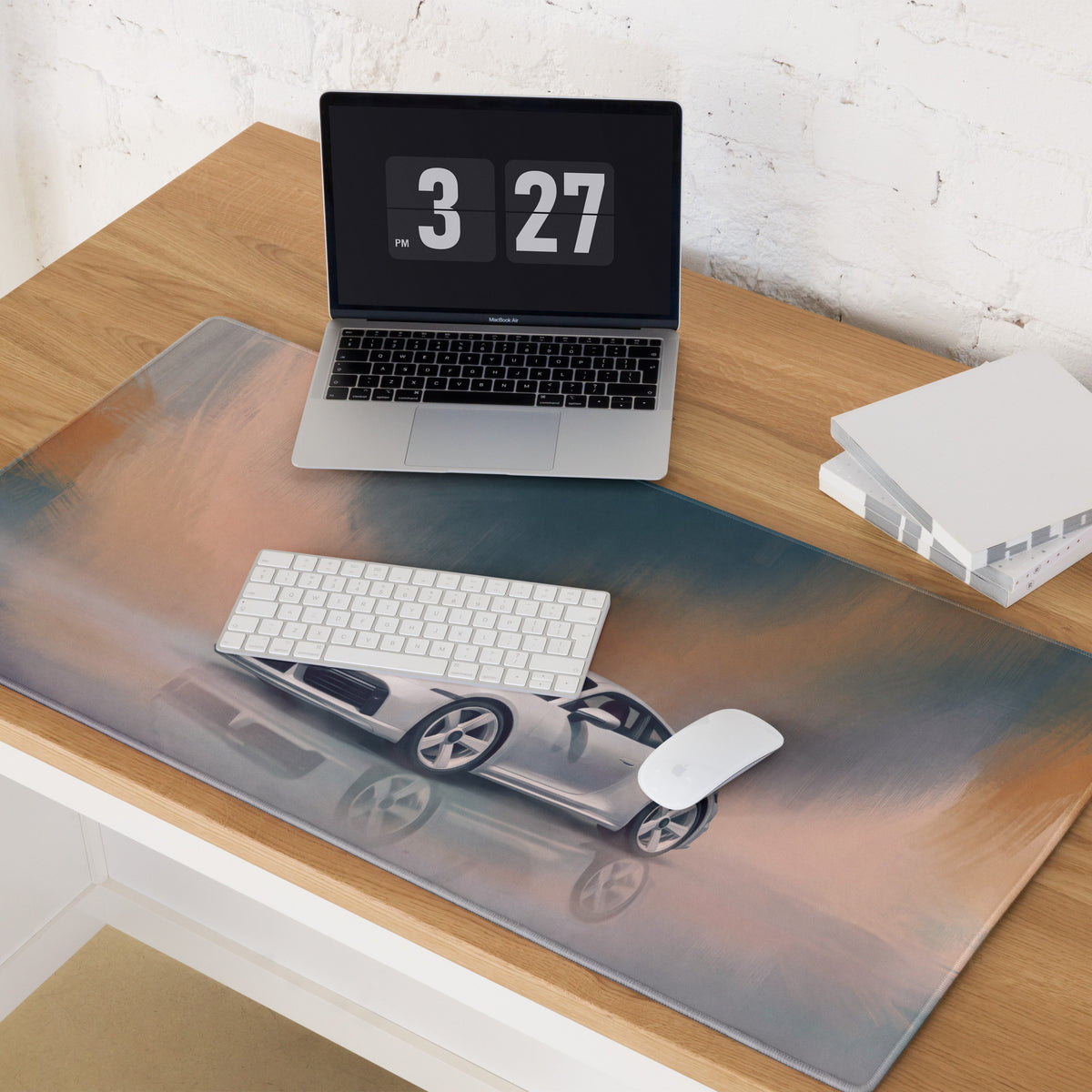 Porsche 911 Inspired Silver 992 Sport Classic Desk Mat – Low-Friction Cloth Setup Mousepad