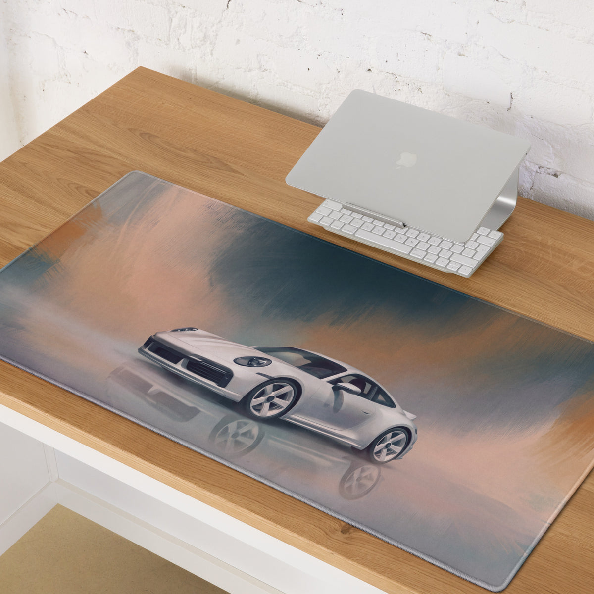 Porsche 911 Inspired Silver 992 Sport Classic Desk Mat – Low-Friction Cloth Setup Mousepad