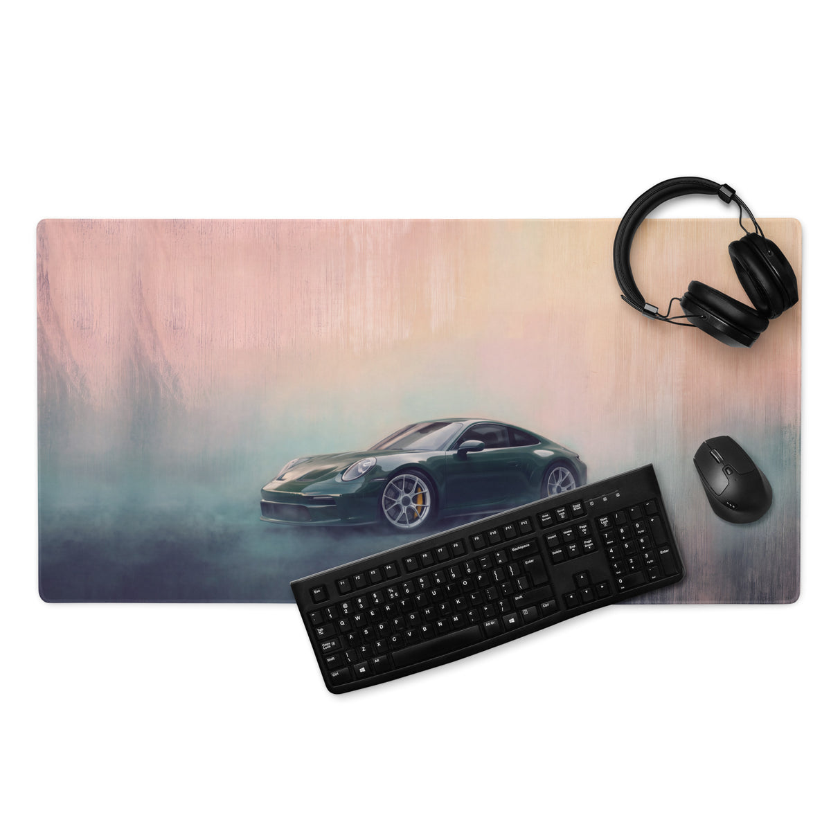 Porsche 911 Inspired Oak Green Metallic 992 Desk Pad – Extended Non-Slip PC Mouse Mat