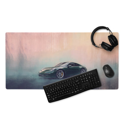 Porsche 911 Inspired Oak Green Metallic 992 Desk Pad – Extended Non-Slip PC Mouse Mat