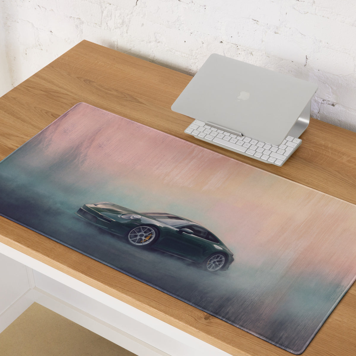 Porsche 911 Inspired Oak Green Metallic 992 Desk Pad – Extended Non-Slip PC Mouse Mat