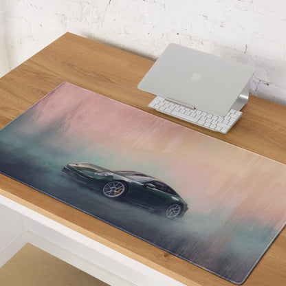 Porsche 911 Inspired Oak Green Metallic 992 Desk Pad – Extended Non-Slip PC Mouse Mat