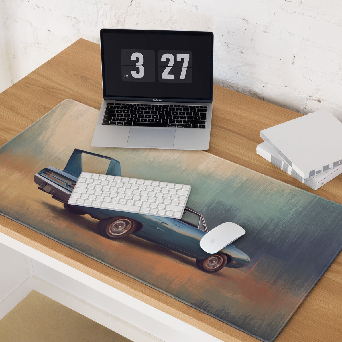 Plymouth Superbird Inspired Blue Aero Wing Desk Mat – High-Precision XL Gaming Mousepad