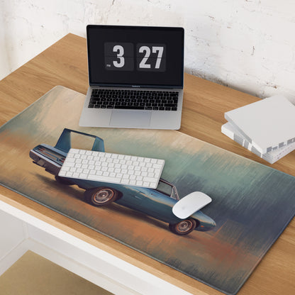Plymouth Superbird Inspired Blue Aero Wing Desk Mat – High-Precision XL Gaming Mousepad