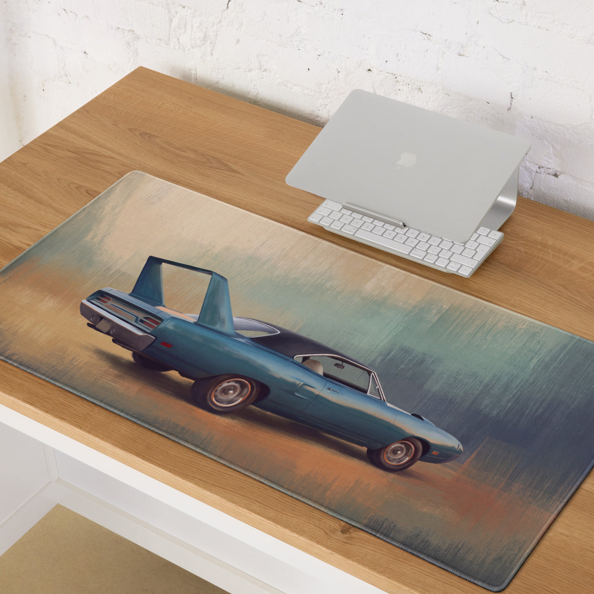 Plymouth Superbird Inspired Blue Aero Wing Desk Mat – High-Precision XL Gaming Mousepad
