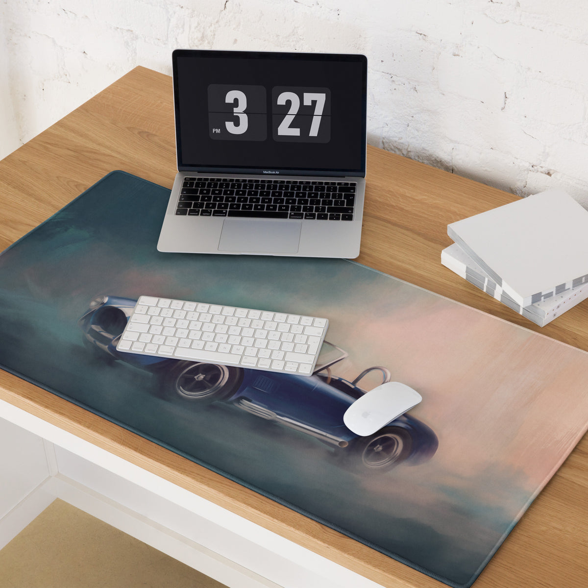 Shelby Cobra Inspired Guardsman Blue Roadster Desk Pad – Ultra-Glide Stitched Edge Gaming Mouse Mat
