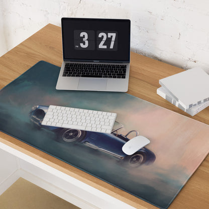 Shelby Cobra Inspired Guardsman Blue Roadster Desk Pad – Ultra-Glide Stitched Edge Gaming Mouse Mat